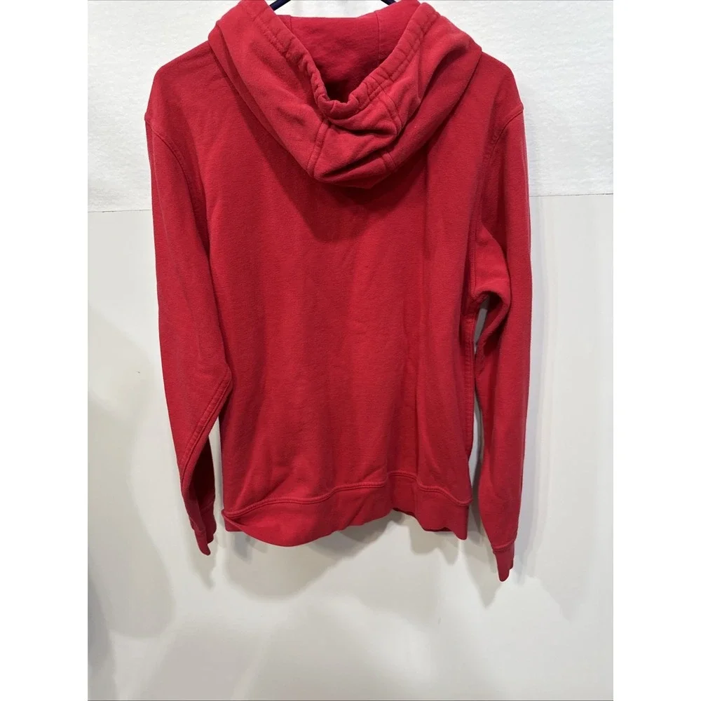 North Face Mens Hoodie size Medium  Fleece Logo Spell Out Pull0ver Red 61661